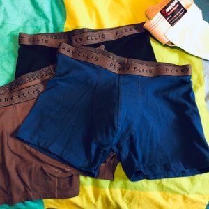 Perry Ellis boxer briefs, Large, blue black gray